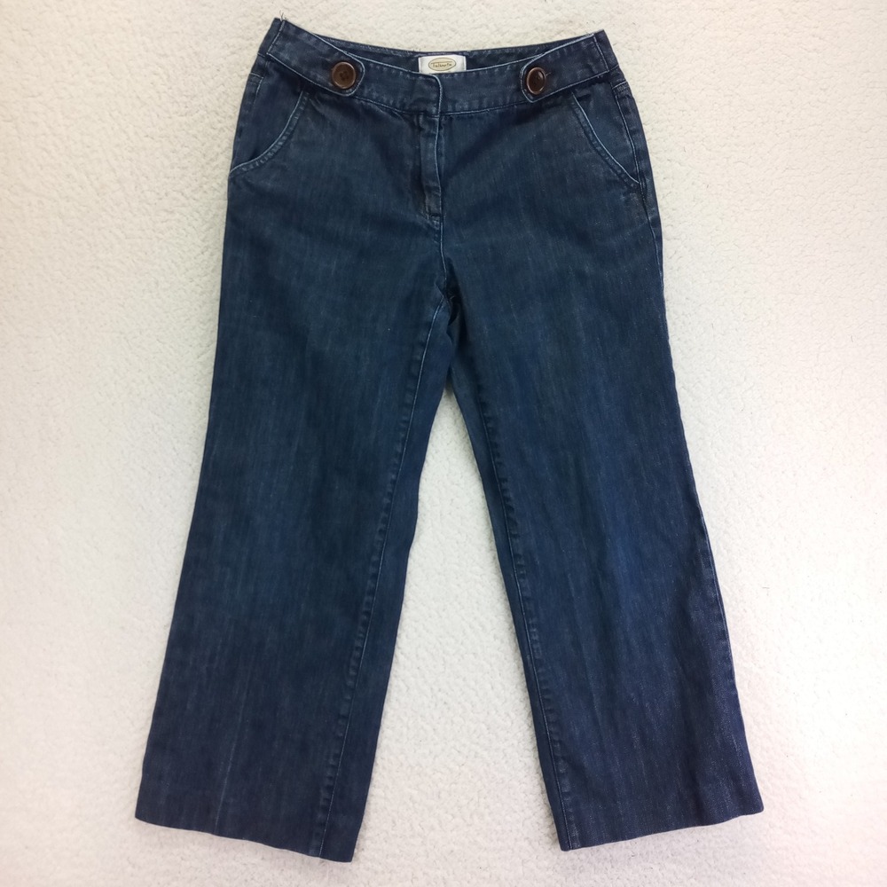 Talbots Petites Dark Wash‎ Wide Leg Denim Trousers Jeans Size 6P Blue Cotton